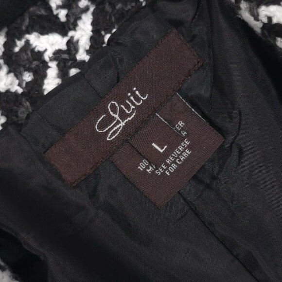 Anthropologie LUII Women's Jacket LARGE Black White Gray Boucle Belted Textured - Picture 2 of 11